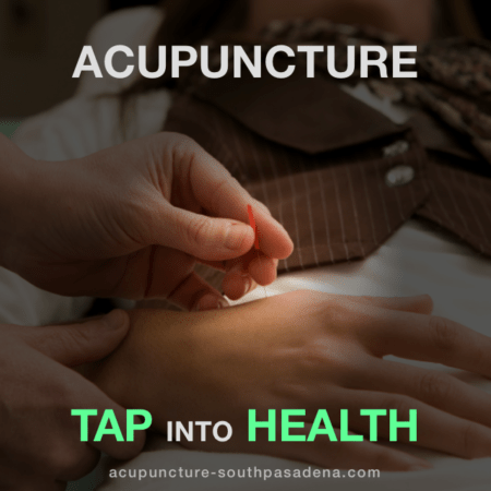 Hand inserting acupuncture needle